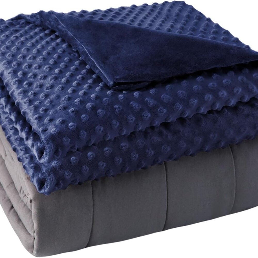 Weighted Blanket with Cover Removable Soft Blue Heavy Blanket Microfiber Washabl